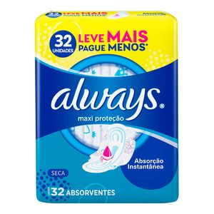 Absorvente Always Maxi Protecao Seca com Abas 32 Unidades