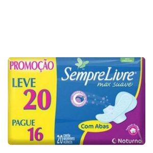 Absorvente Sempre Livre Noturno Suave Com Abas 20 Unidades