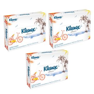 Lenco de Papel Kleenex Box 50 Folhas 3 Unidades
