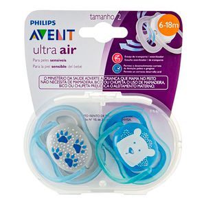 Chupeta Avent Ultra Air Philips 6-18 Meses Azul 2 Unidades