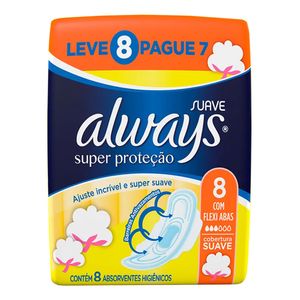 Absorvente Always Super Protecao Suave Com Abas 8 Unidades