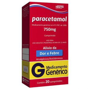 Paracetamol 750 mg (20 comprimidos) Genérico Teuto