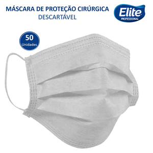 MÁSCARA DE PROTEÇÃO CIRÚRGICA TRIPLA CAMADA DESCARTÁVEL COM ELÁSTICO